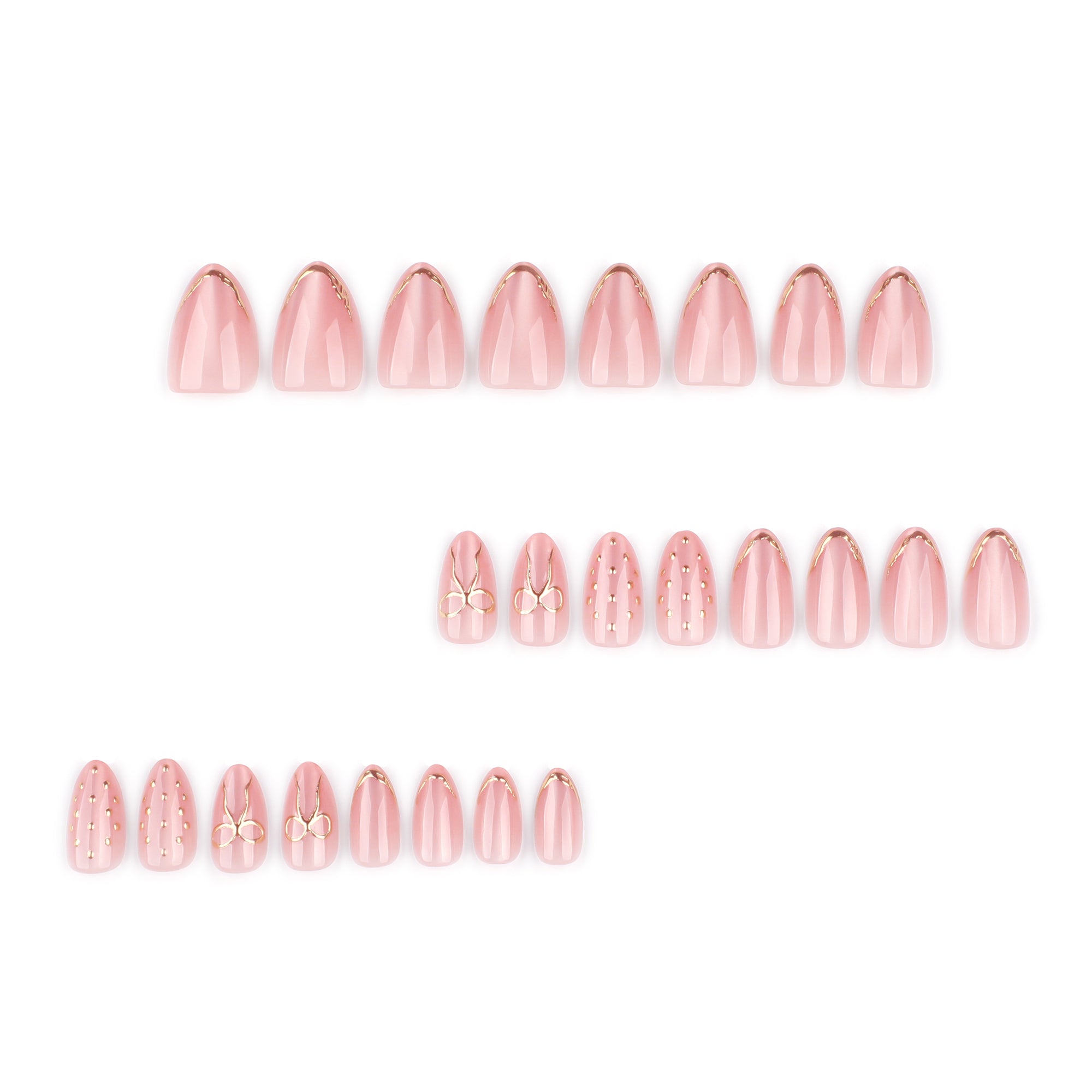 Gold Accent Nude Press-On Nails