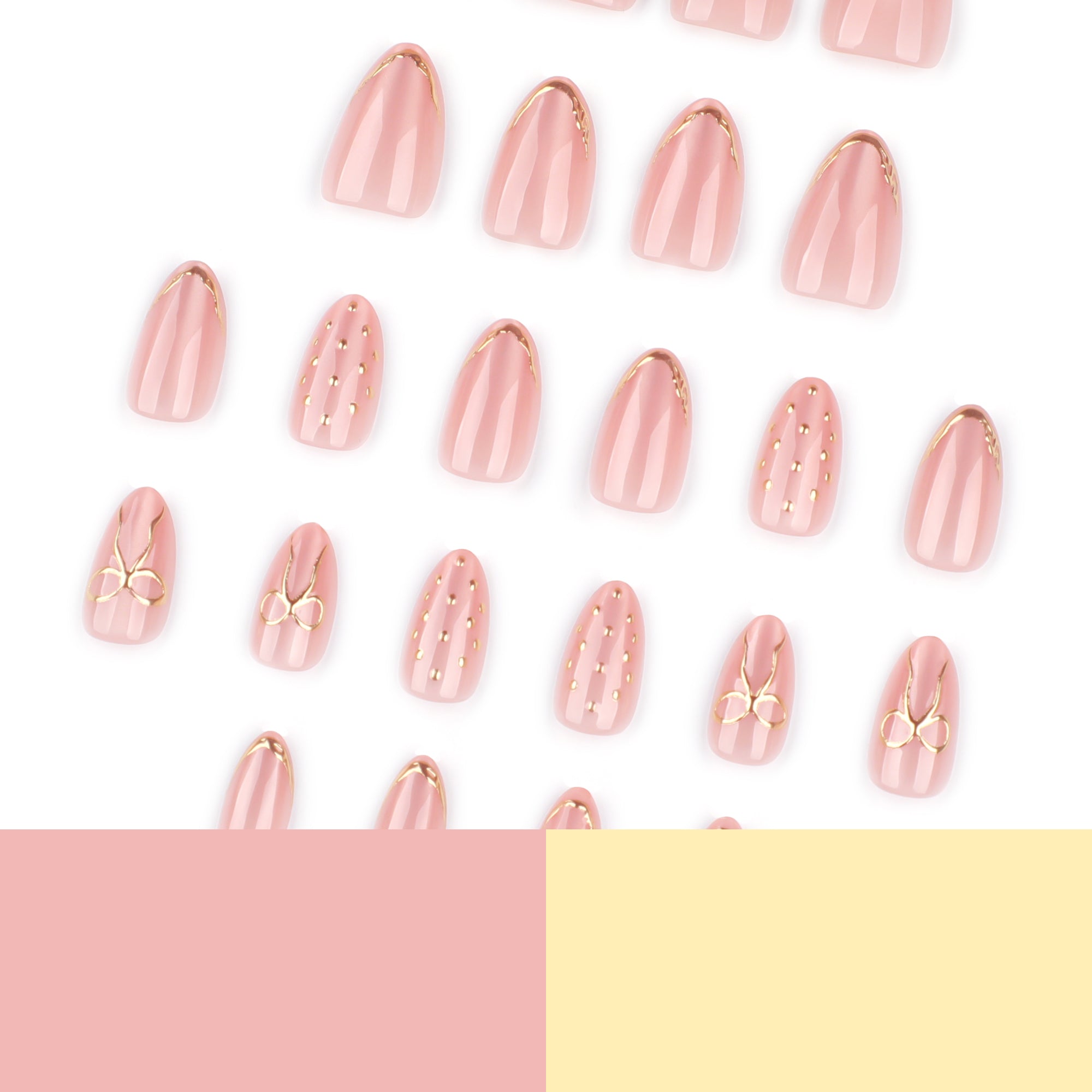 Gold Accent Nude Press-On Nails