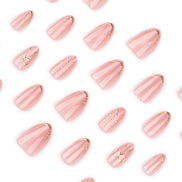 Gold Accent Nude Press-On Nails