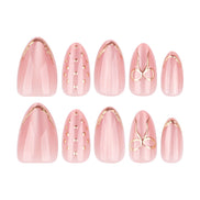 Gold Accent Nude Press-On Nails