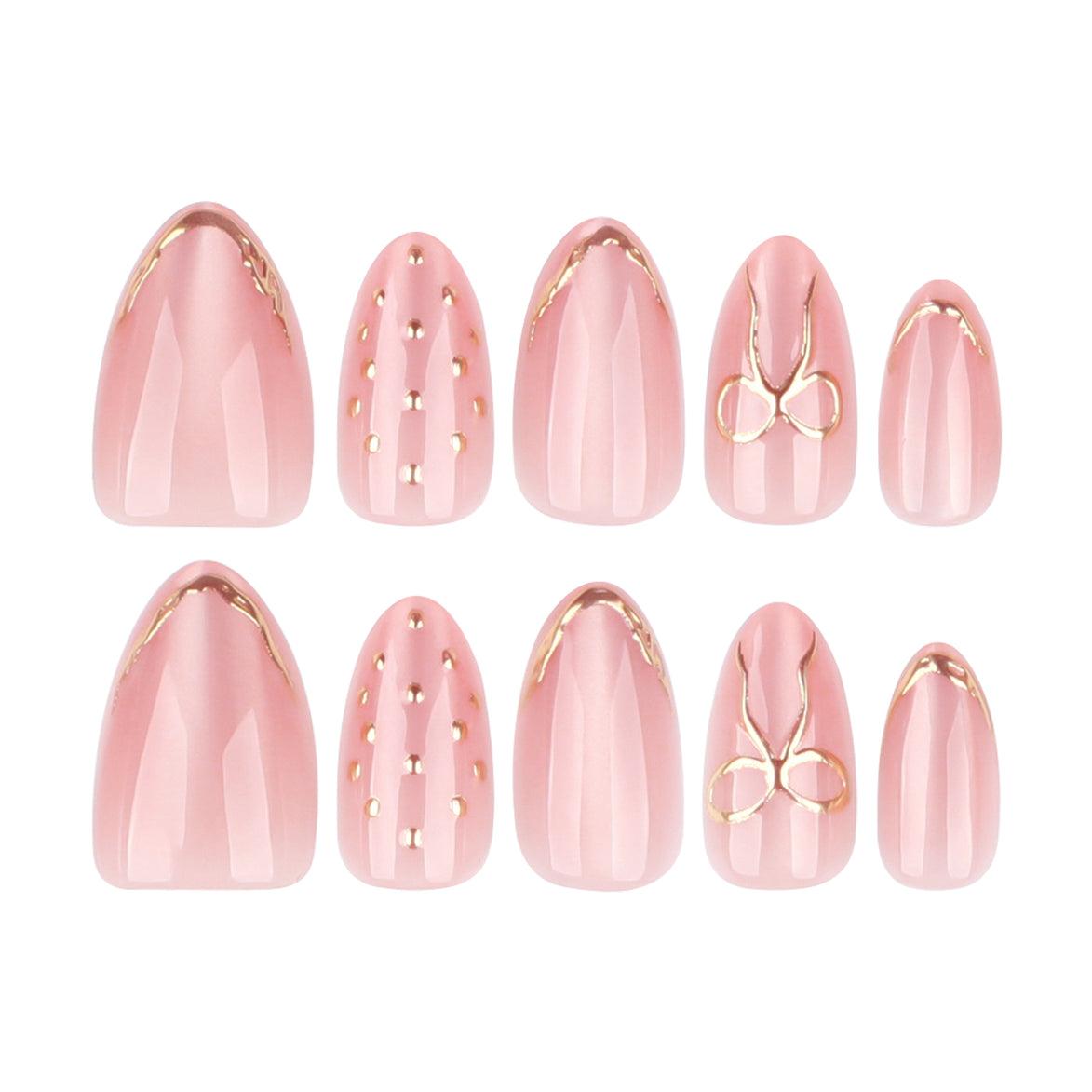 Gold Accent Nude Press-On Nails
