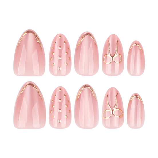 Gold Accent Nude Press-On Nails