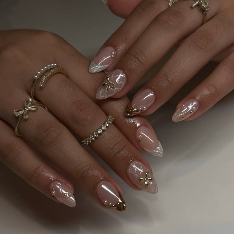 Pearl Chrome Glam Press-On Nails