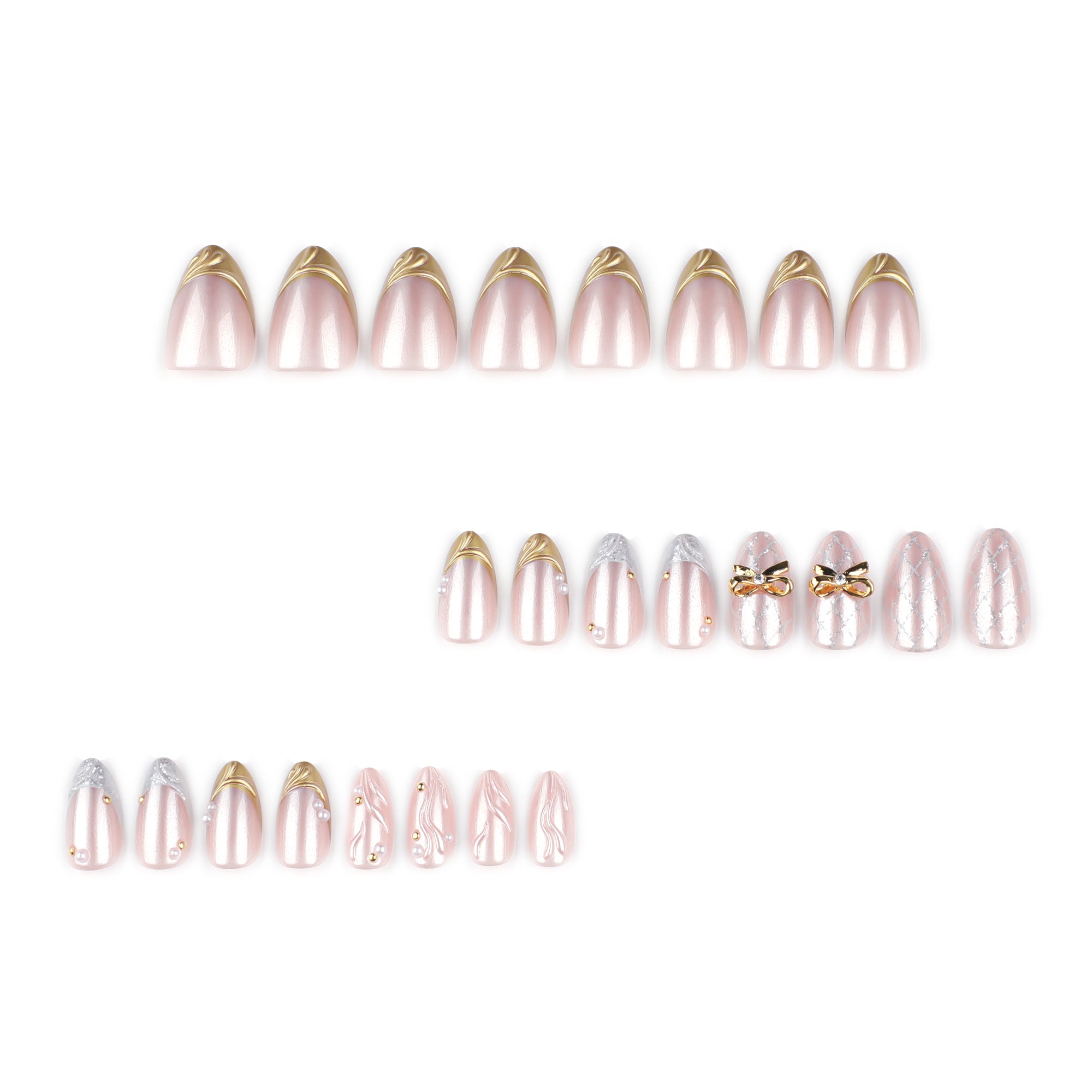 Pearl Chrome Glam Press-On Nails