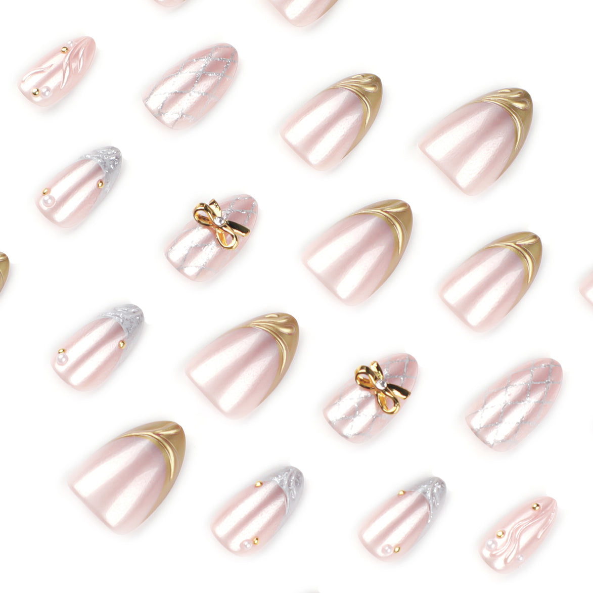 Pearl Chrome Glam Press-On Nails
