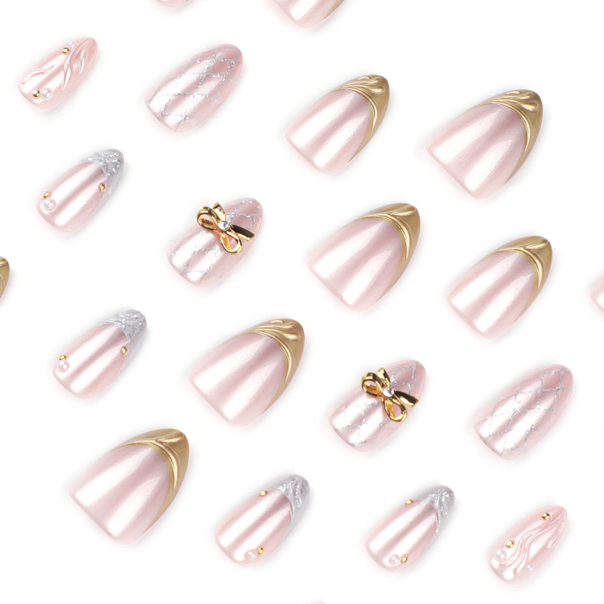 Pearl Chrome Glam Press-On Nails