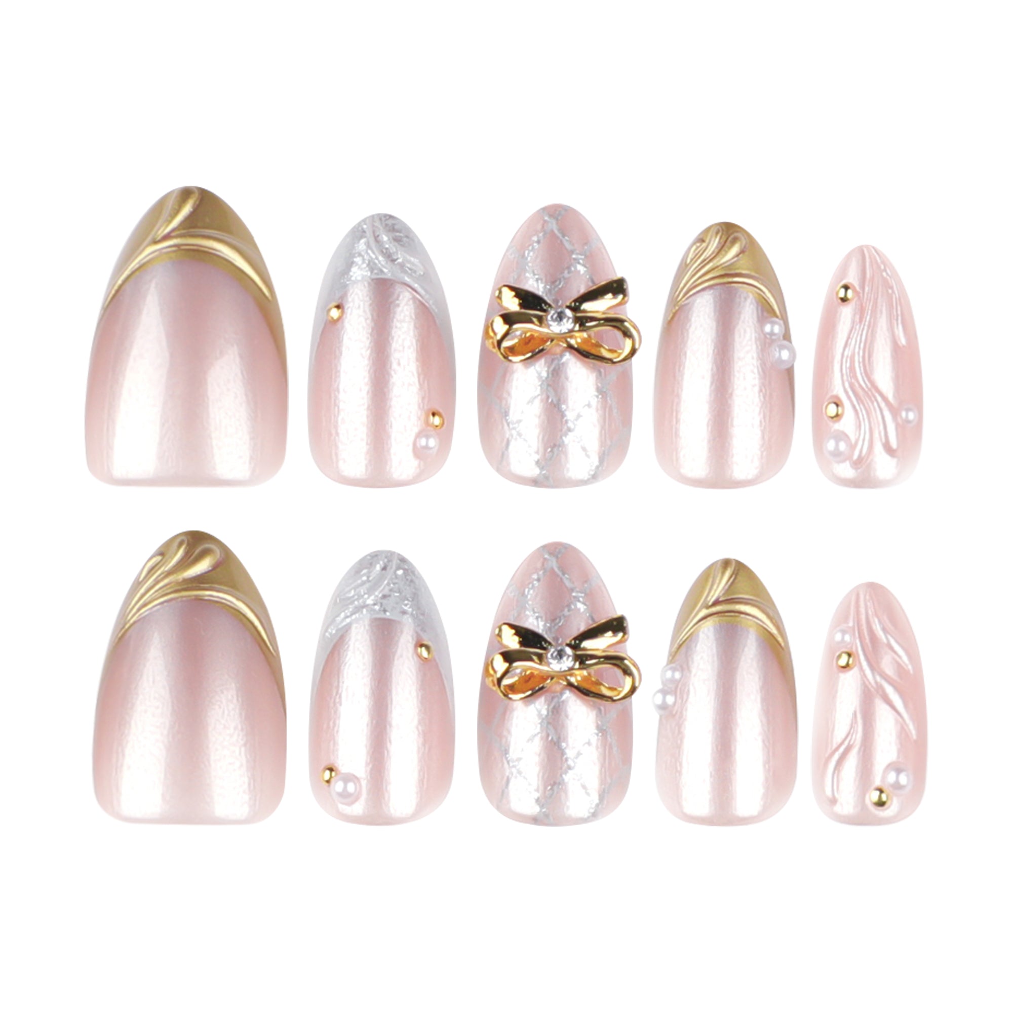 Pearl Chrome Glam Press-On Nails
