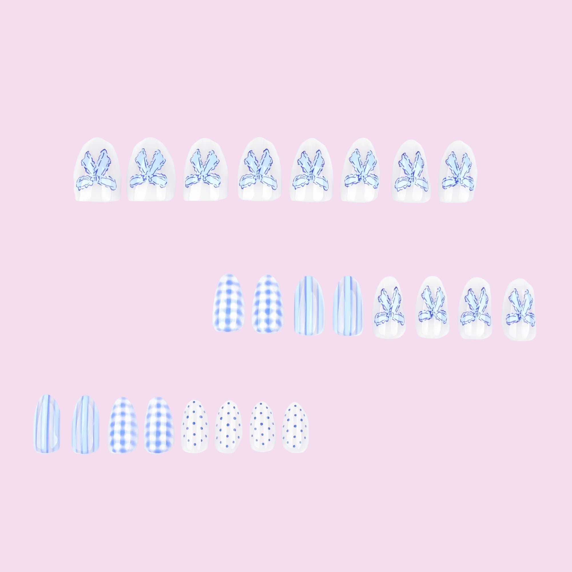 Blue Floral Porcelain Press-On Nails