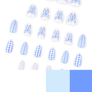 Blue Floral Porcelain Press-On Nails