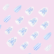Blue Floral Porcelain Press-On Nails