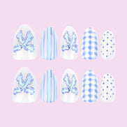 Blue Floral Porcelain Press-On Nails