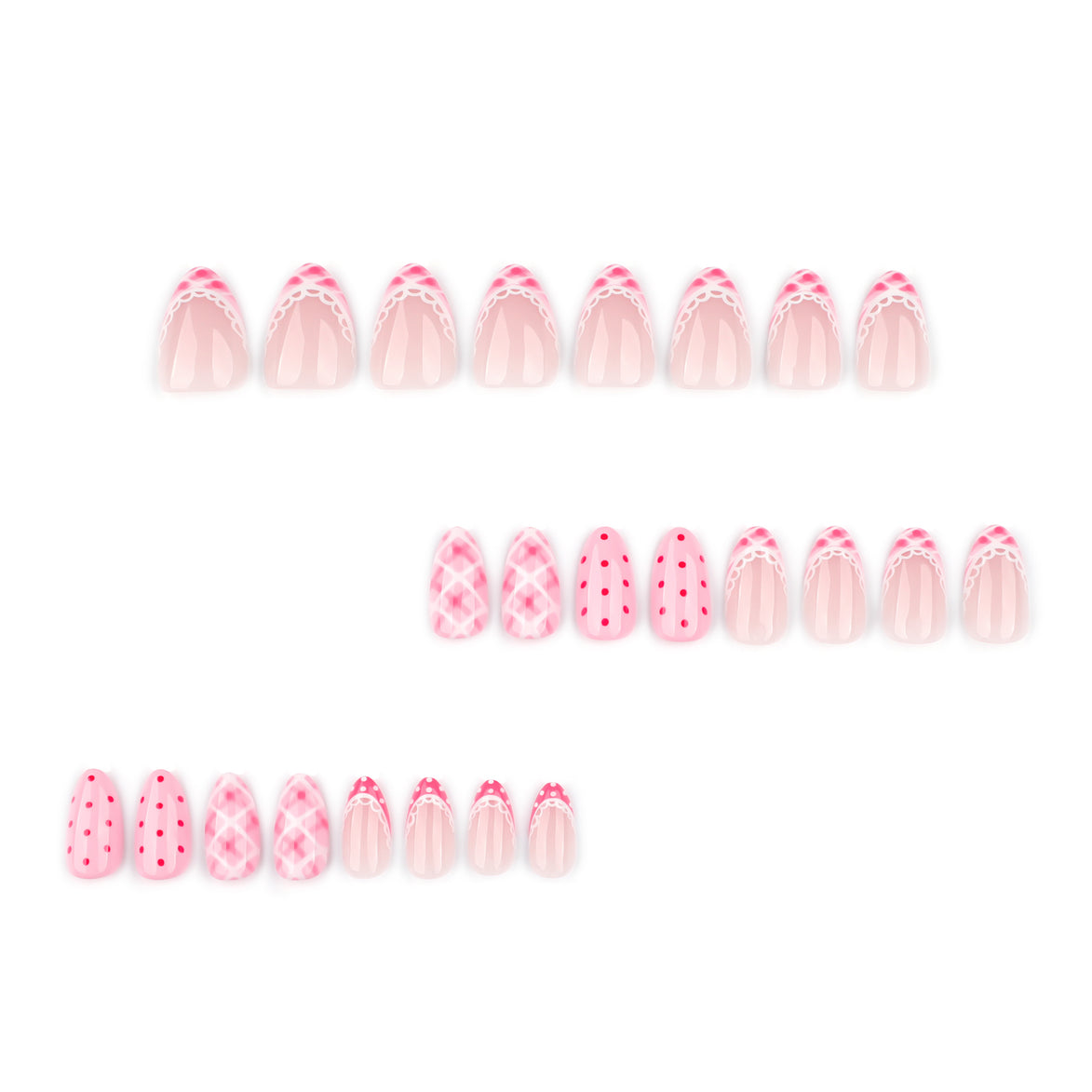 Pink Lace & Dot Press-On Nails