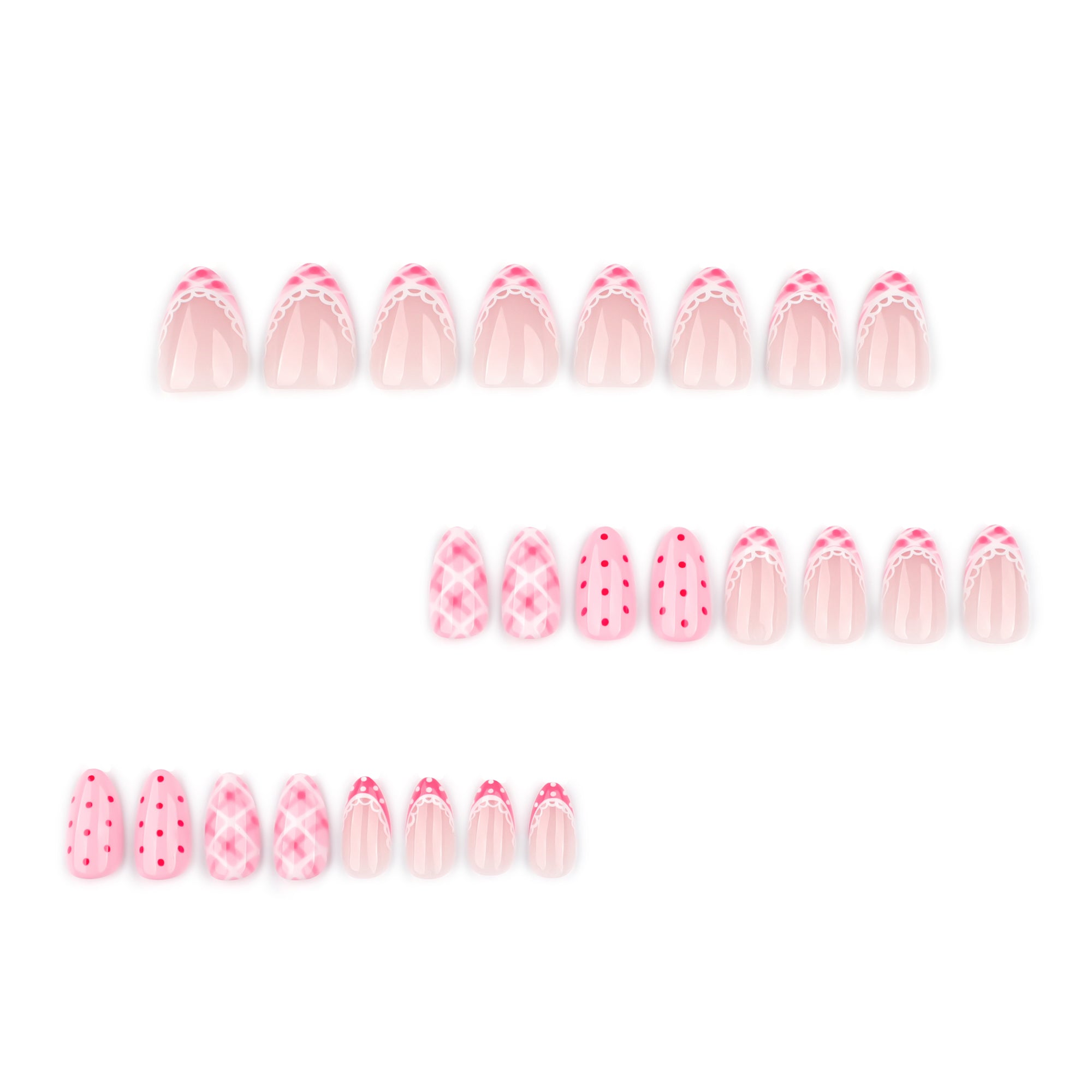 Pink Lace & Dot Press-On Nails