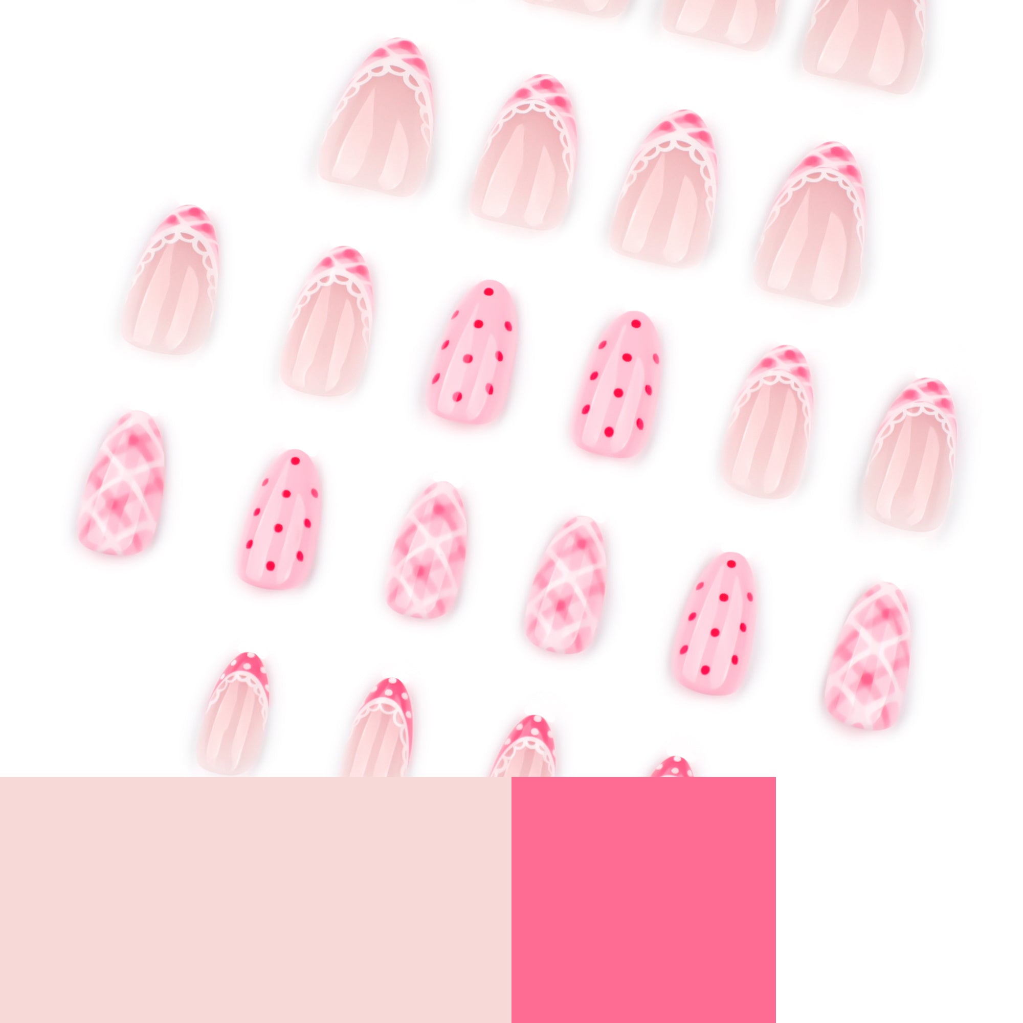 Pink Lace & Dot Press-On Nails