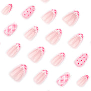 Pink Lace & Dot Press-On Nails