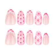 Pink Lace & Dot Press-On Nails