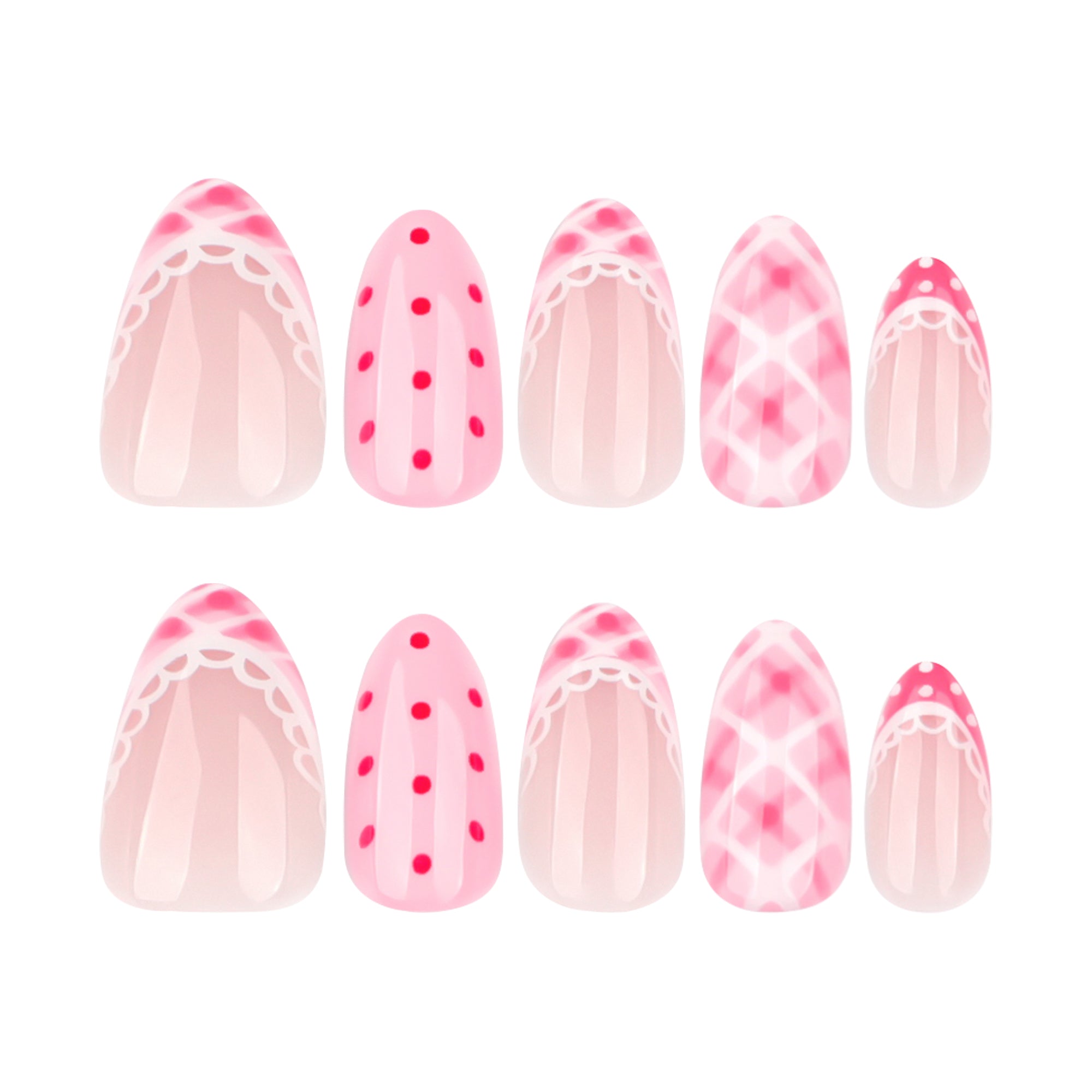 Pink Lace & Dot Press-On Nails