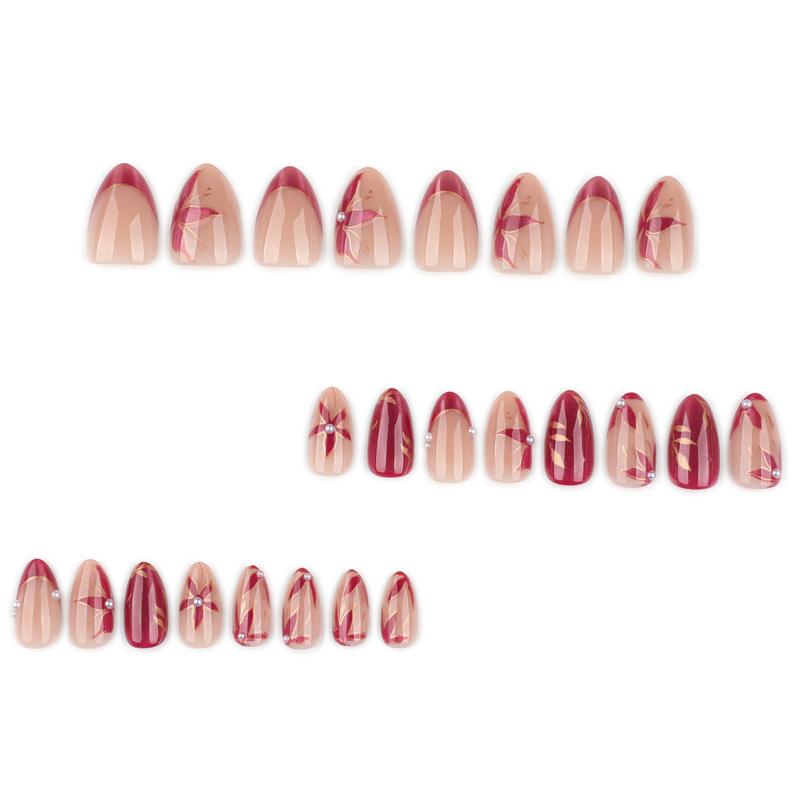 Floral Rose Gold Cat-Eye Press-On Nails