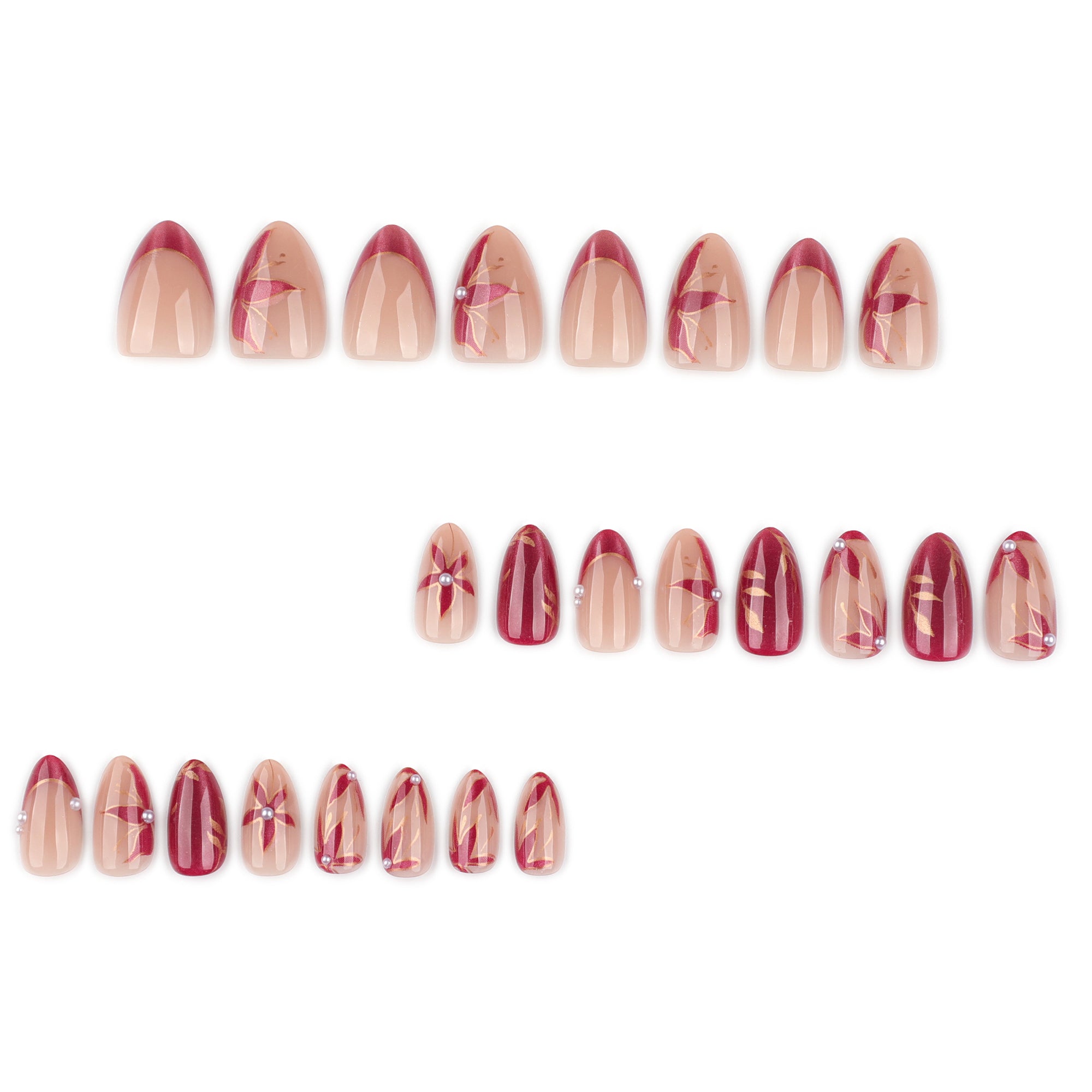 Floral Rose Gold Cat-Eye Press-On Nails