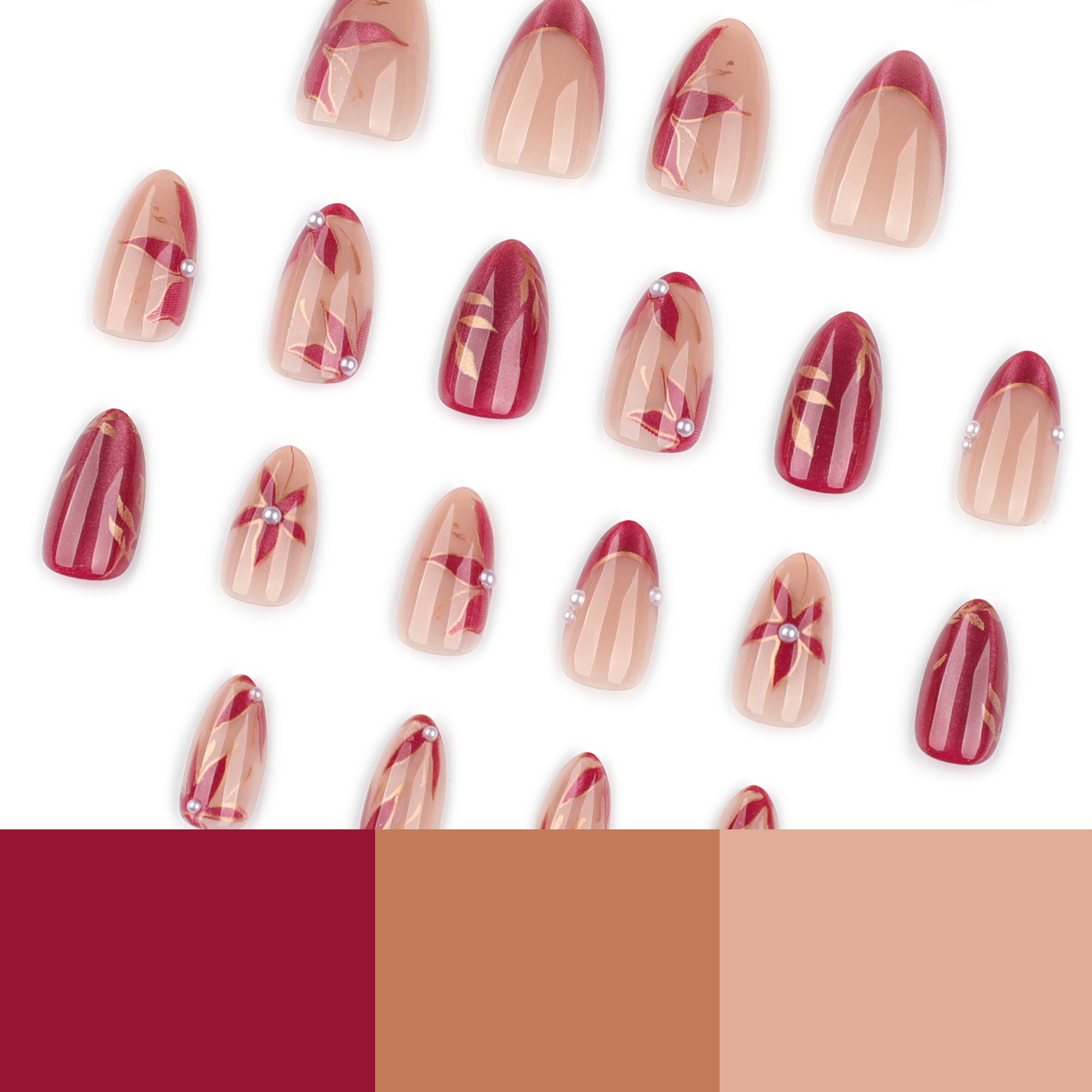 Floral Rose Gold Cat-Eye Press-On Nails