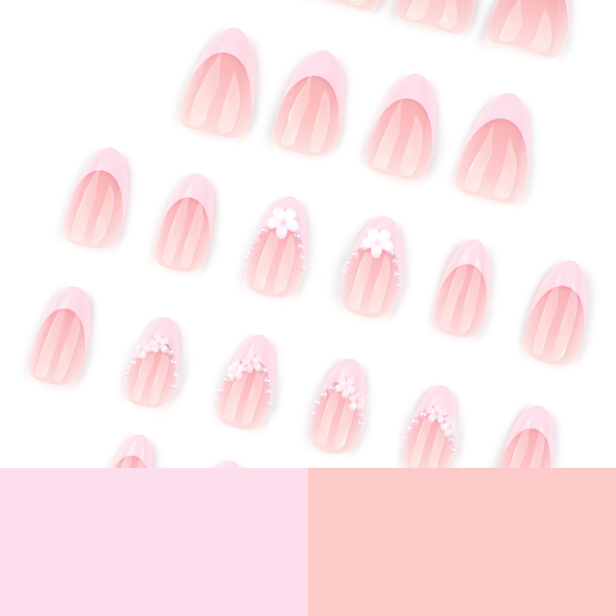 Blush Pearl Floral French Press-On Nails