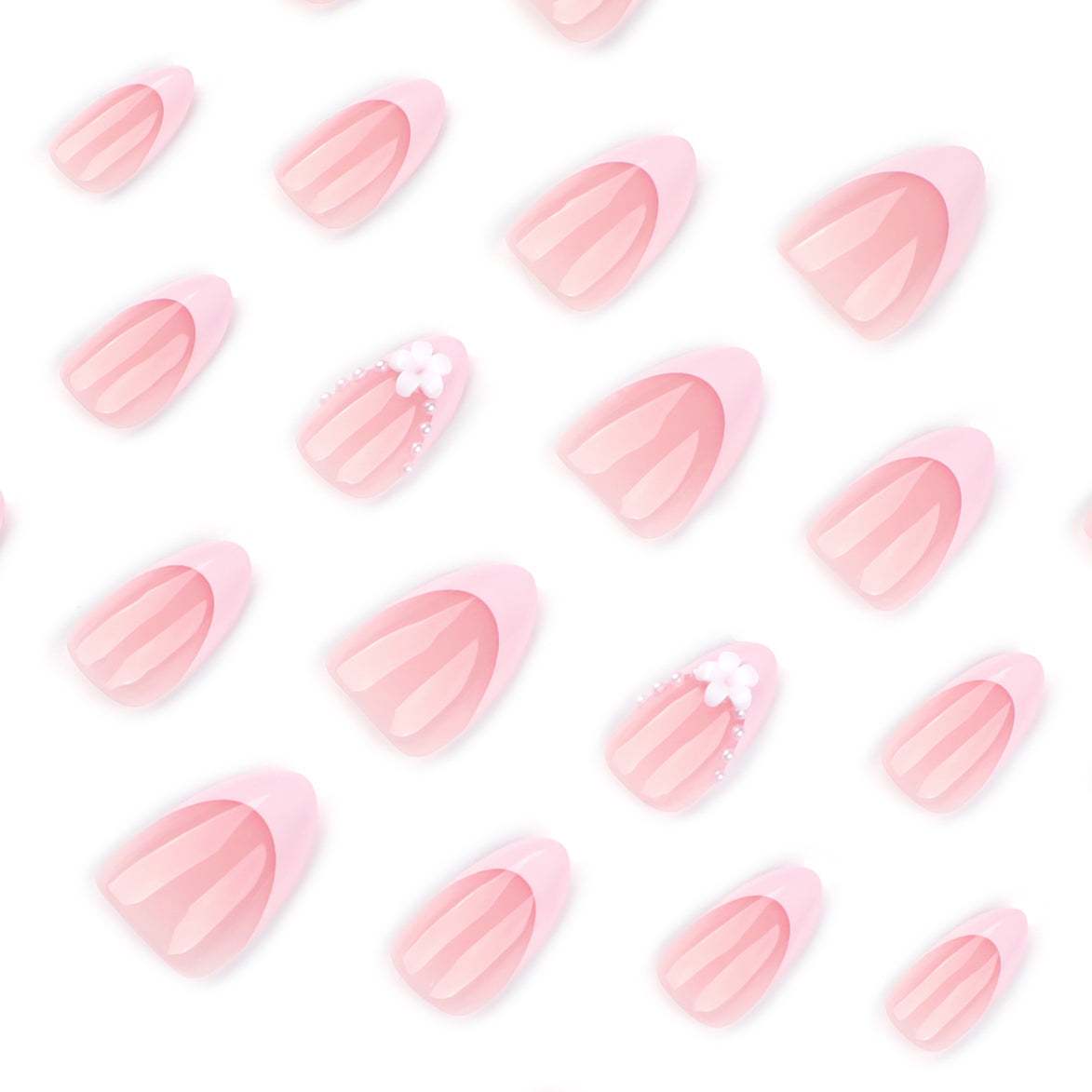 Blush Pearl Floral French Press-On Nails