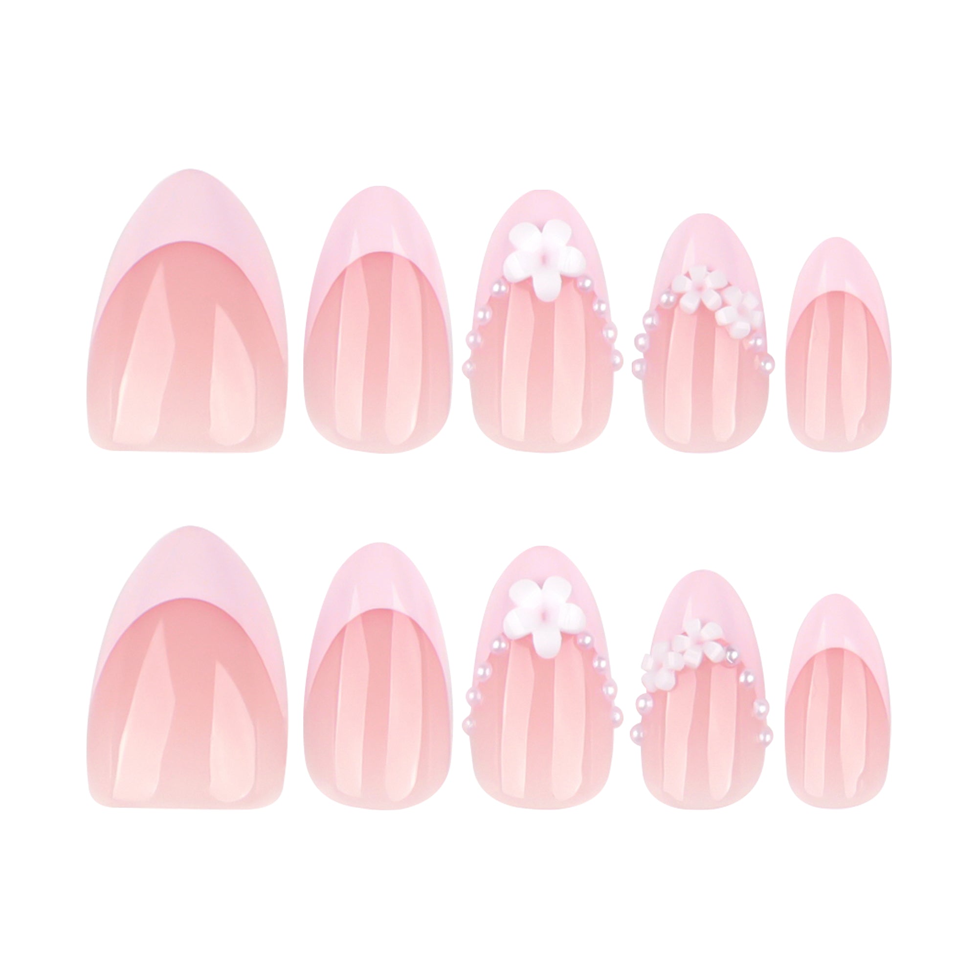 Blush Pearl Floral French Press-On Nails