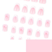 Pink Bow Pearl French Tip Press-On Nails
