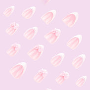 Pink Bow Pearl French Tip Press-On Nails