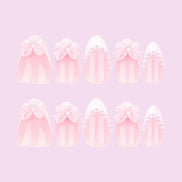 Pink Bow Pearl French Tip Press-On Nails