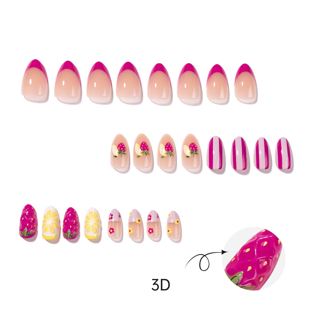 JP4421 full nail set flat lay with 3D detail callout