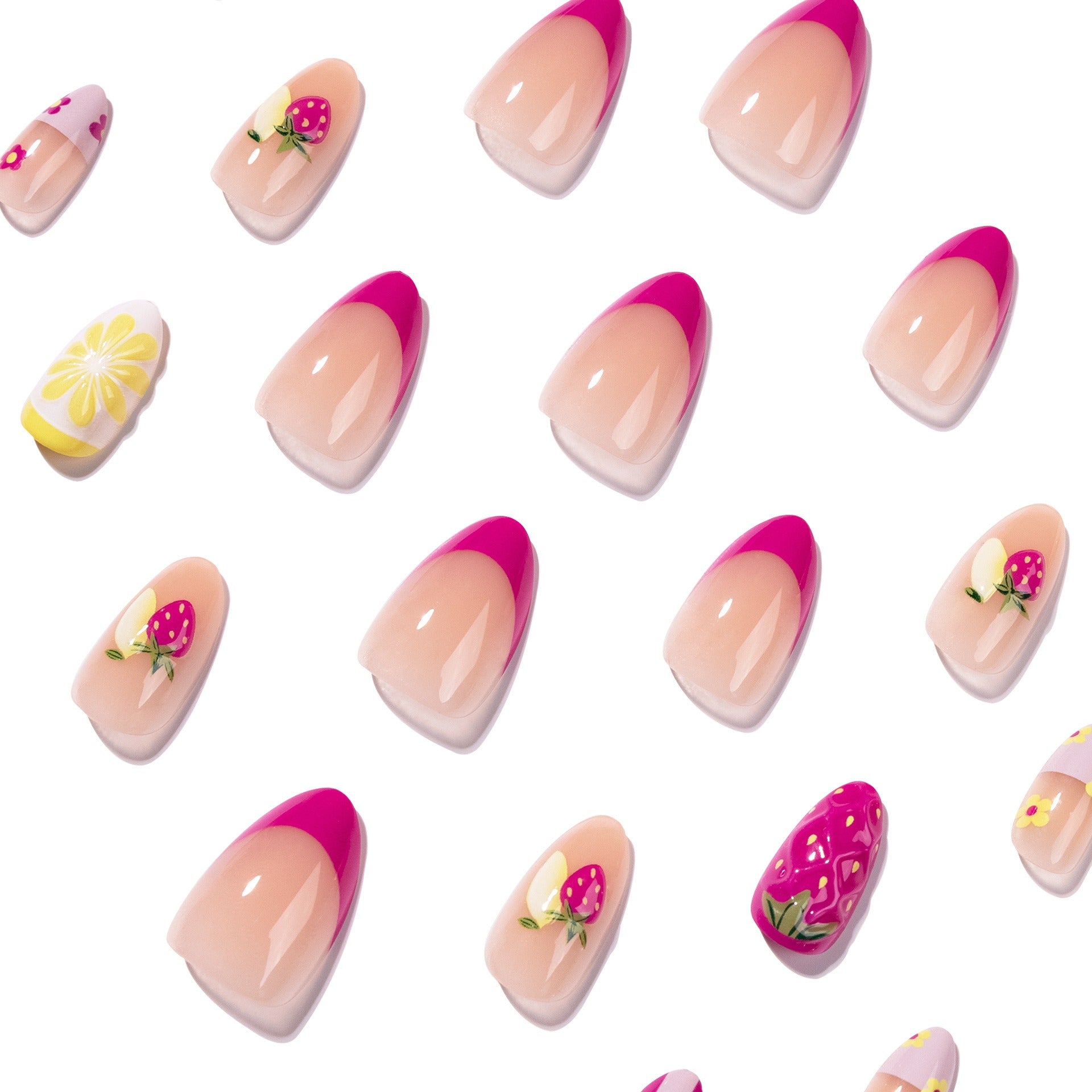 Individual nail pieces scattered product view