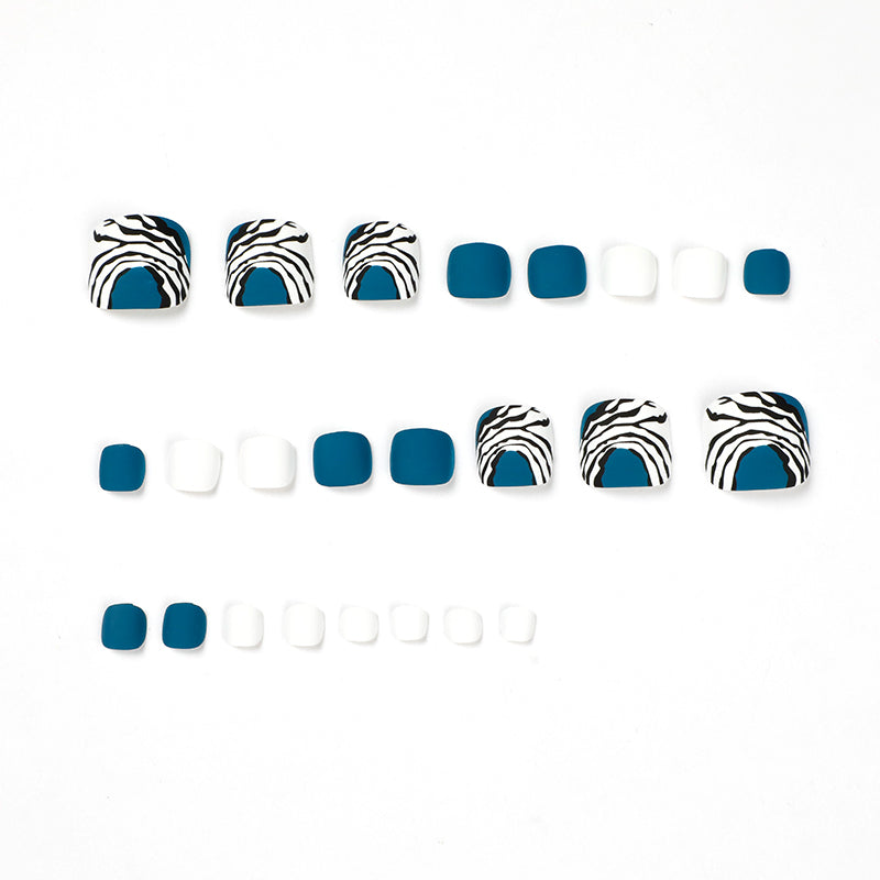 Teal Zebra Print Press-On Toenails