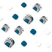 Teal Zebra Print Press-On Toenails