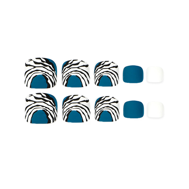Teal Zebra Print Press-On Toenails