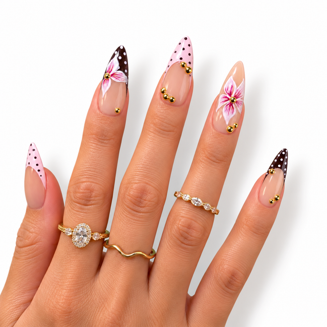 Polka-Dot Floral Press on Nails