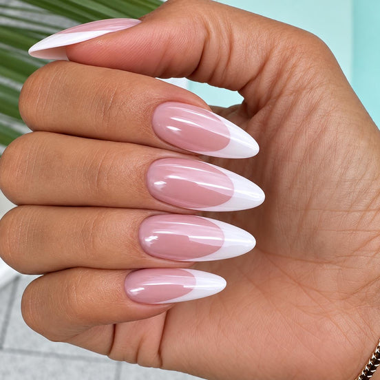 Deep Blush Rosy Pink French tip Press-On Nails