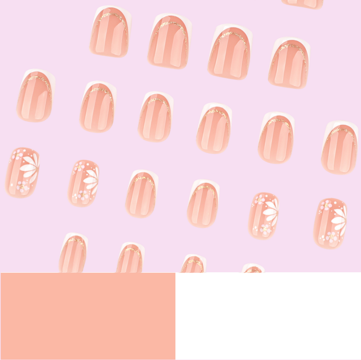 Peach Daisy Gold French Press-On Nails